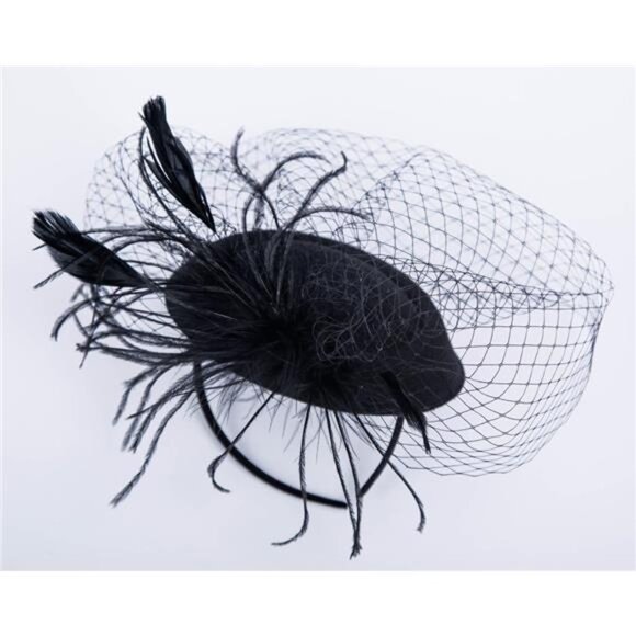 Fascinators Hats 20s 50s Hat Pillbox Hat Cocktail Tea Party Headwear with Veil - Picture 3 of 7